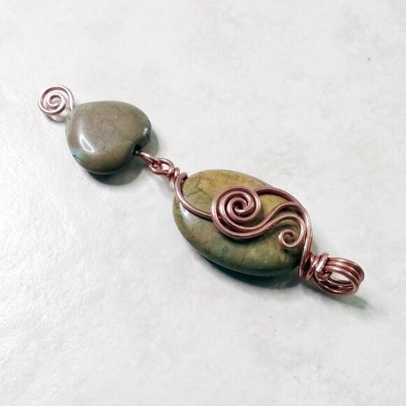 Mother's Day Gift! Wire Wrapped Jasper Heart Pendant in Soothing Fall Colors! - Picture 4 of 7